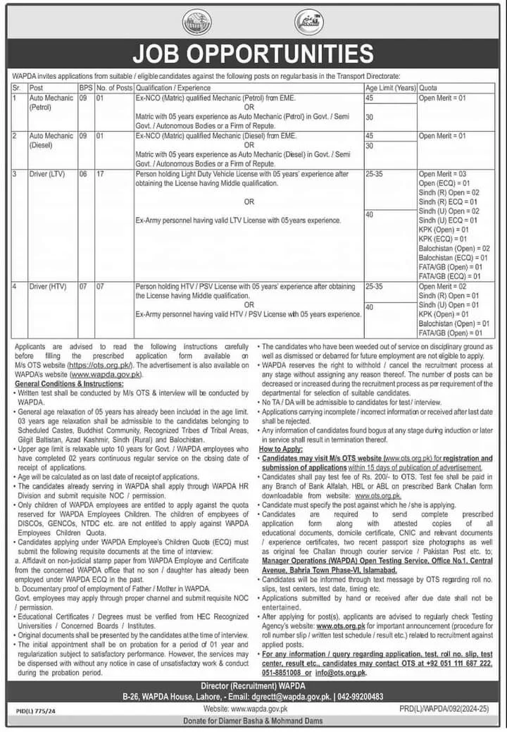 WAPDA Jobs 2024 