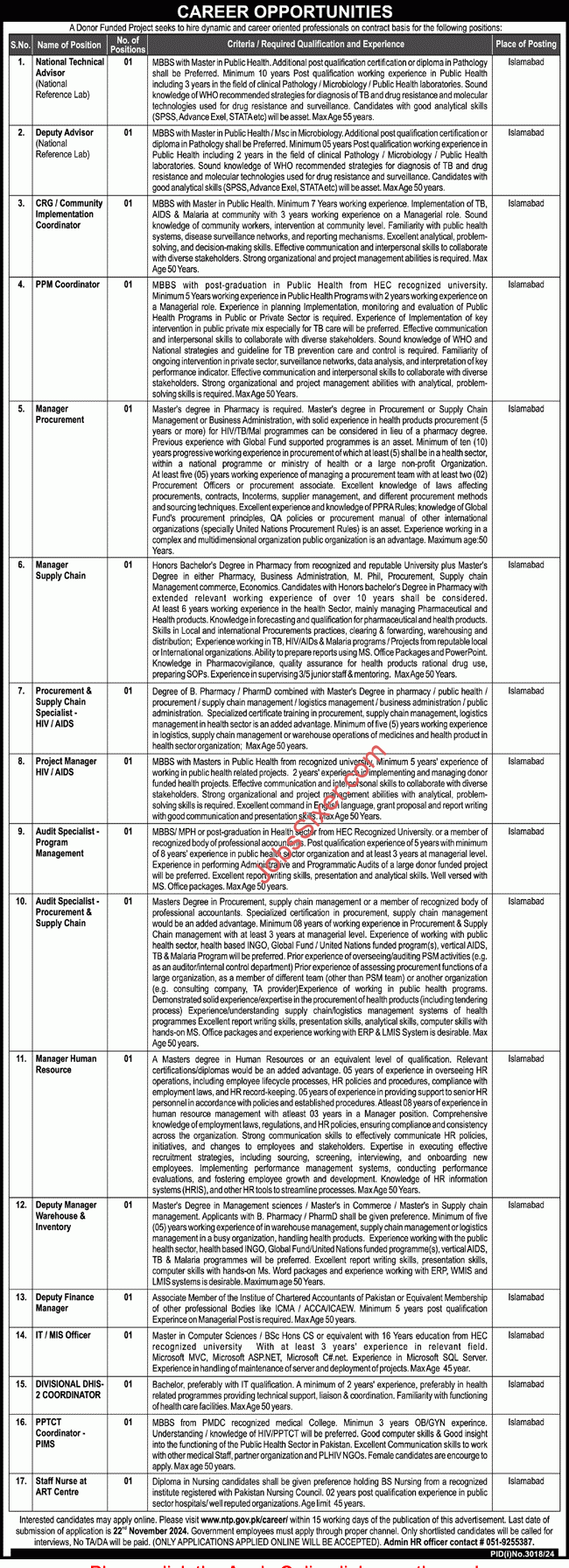 National TB Control Program Jobs 2024